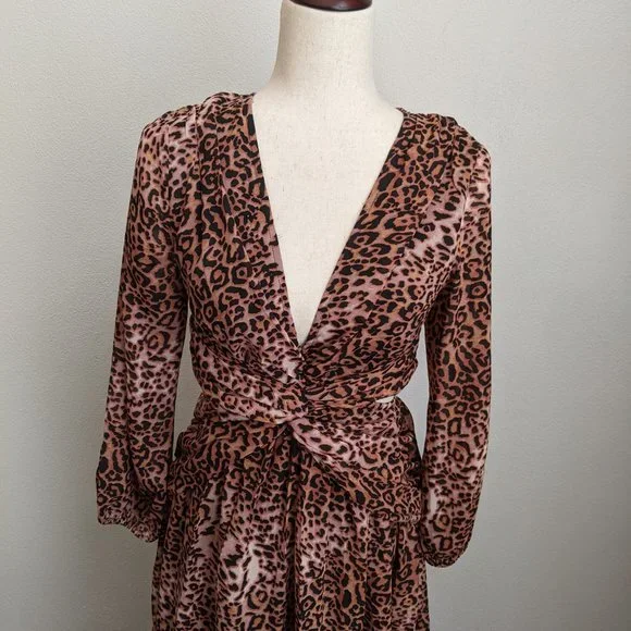 Anthropologie Ranna Gill Cutout Animal Print Midi Dress - Picture 5 of 11